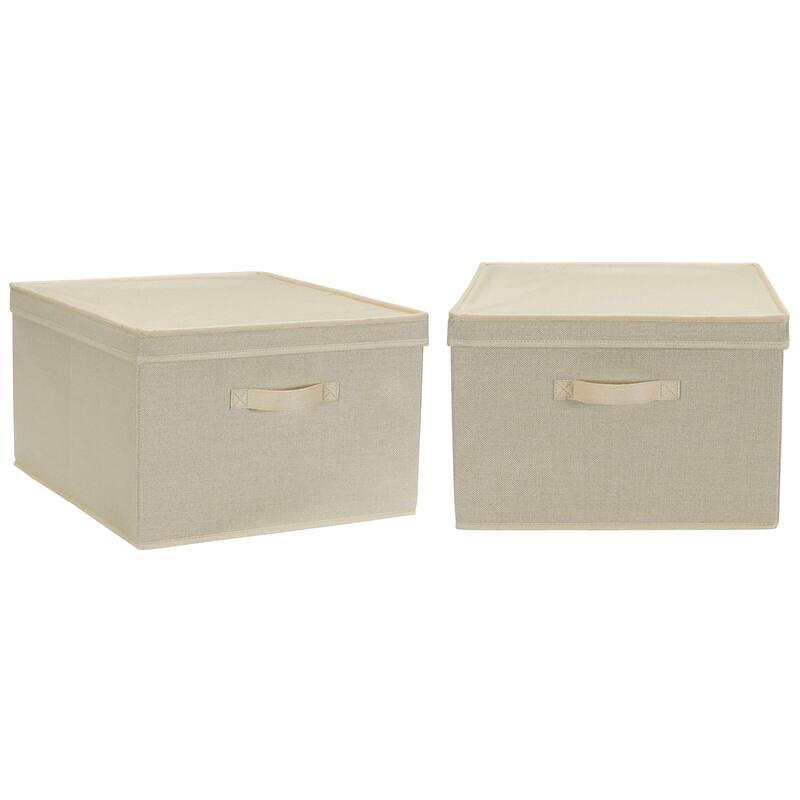 Household Essentials Canvas Storage Bins with Removable Lid, Set of 2
