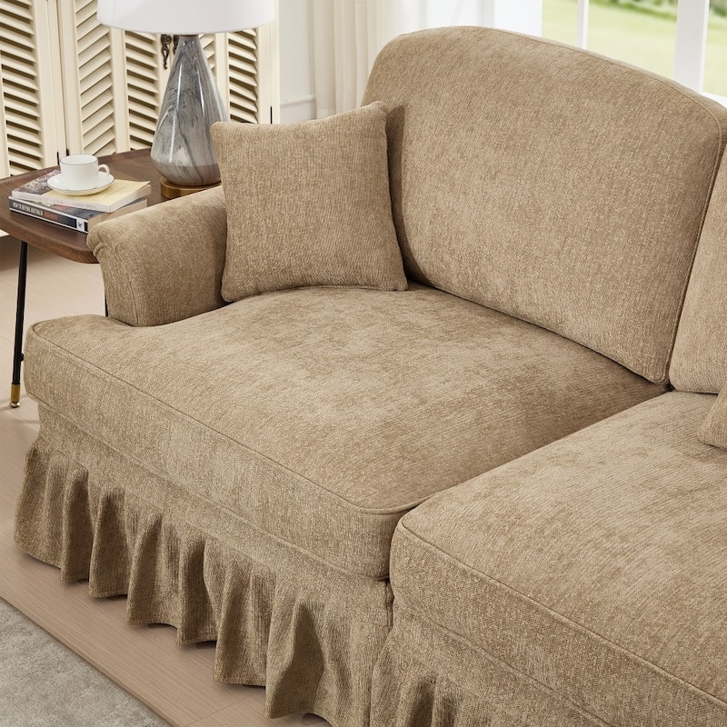 U-shaped Classic Modular Comfy Sectional Sofa with Ottomans & Ruffles Pleats Skirts