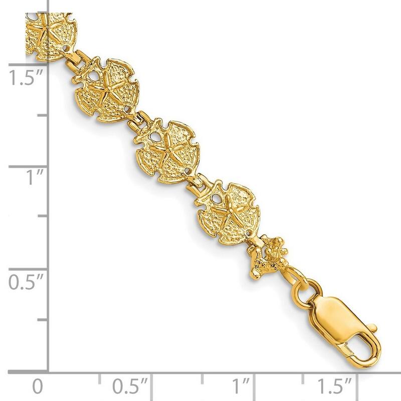 Curata 14k Yellow Gold 7" or 8" Sand Dollar Link Textured Bracelet