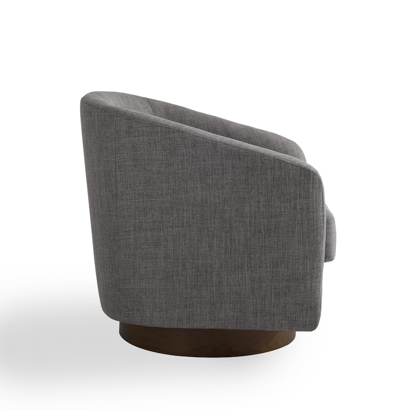 Faux Leather Wide Seat Swivel Barrel Chair