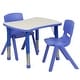 preview thumbnail 1 of 11, 21.875"W x 26.625"L Rectangle Plastic Activity Table Set with 2 Chairs Blue