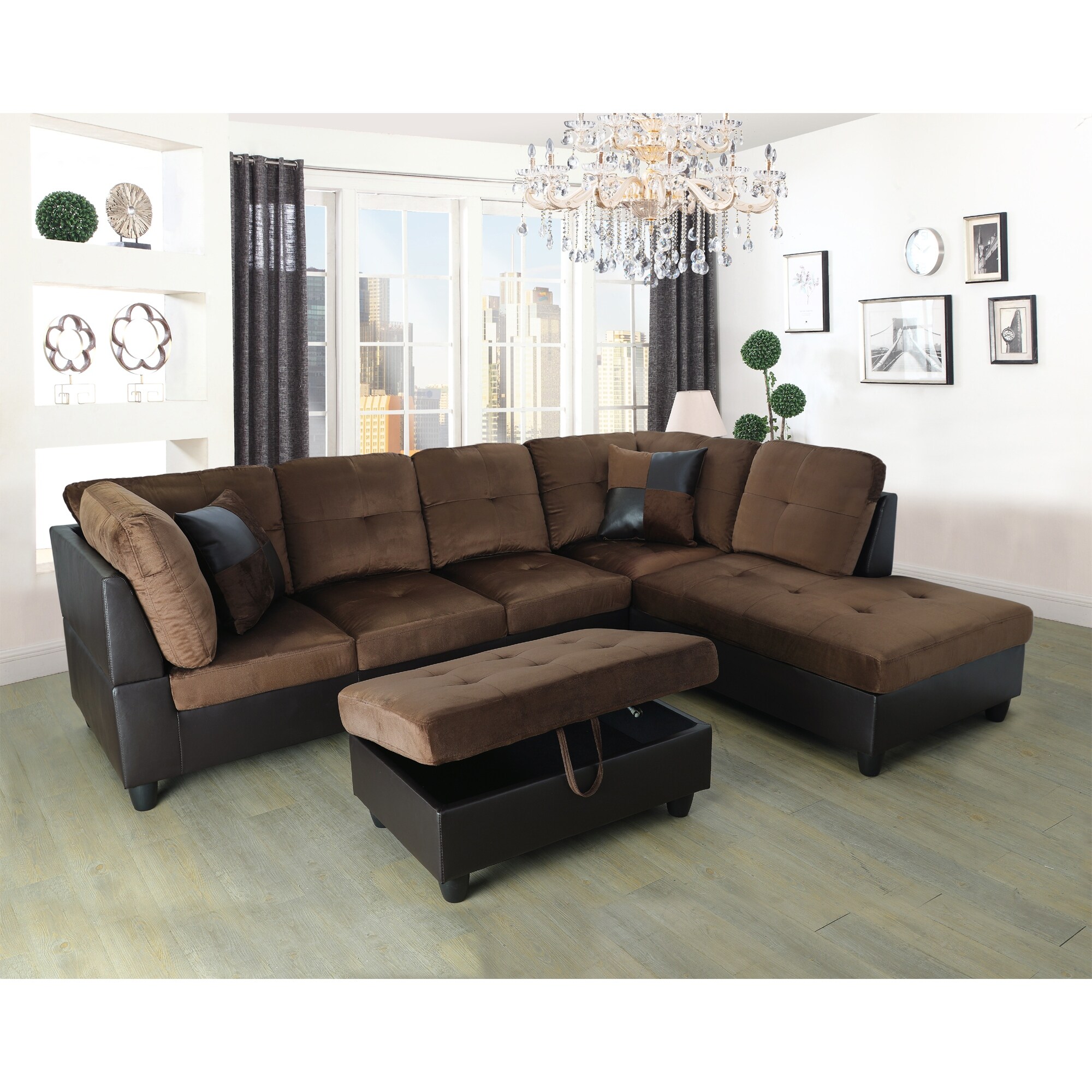 Chocolate store microfiber sectional