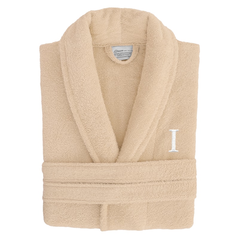 Authentic Hotel Spa Unisex Turkish Cotton Terry Cloth Bath Robe with single letter White Bookman Monogram. - S/M - I
