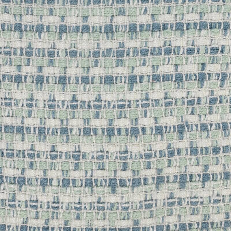 24" Blue and White Interwoven Fringed Outdoor Square Throw Pillow