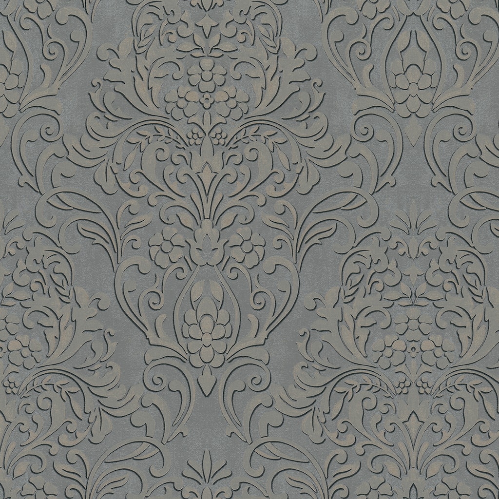 Advantage Anders Pewter Damask Wallpaper