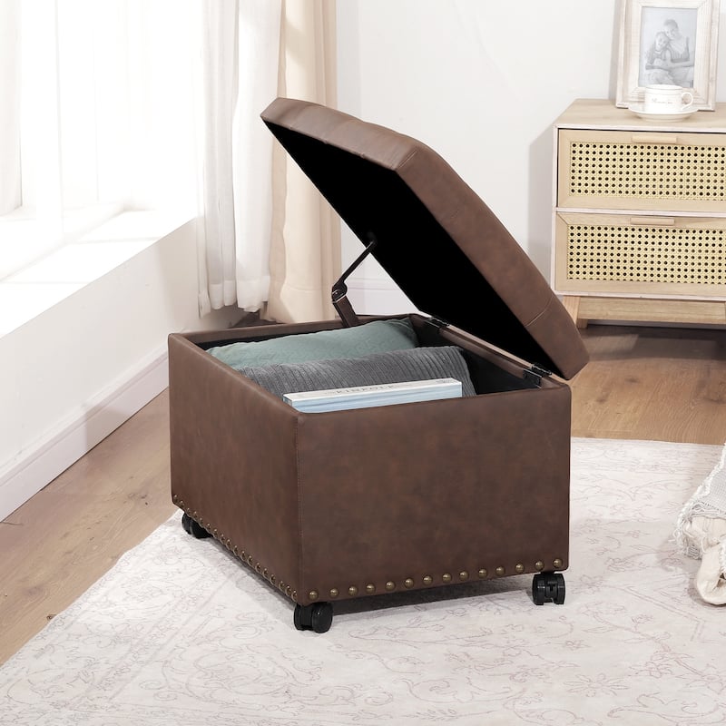 Adeco High End Classy Tufted Storage Ottoman Bench Footstool