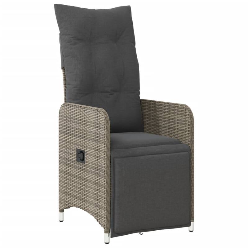 vidaXL Reclining Patio Chair with Cushions Outdoor Seat Furniture Poly Rattan