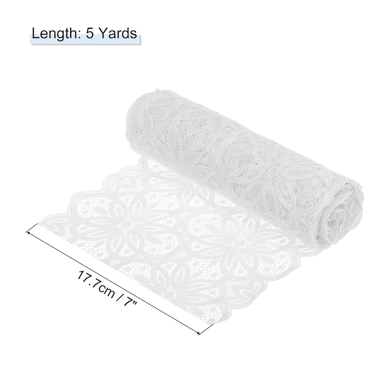 Lace Ribbon 7 Inch Lace Flower Trim for Craft Gift Wrappers Wedding - White - 5 Yard