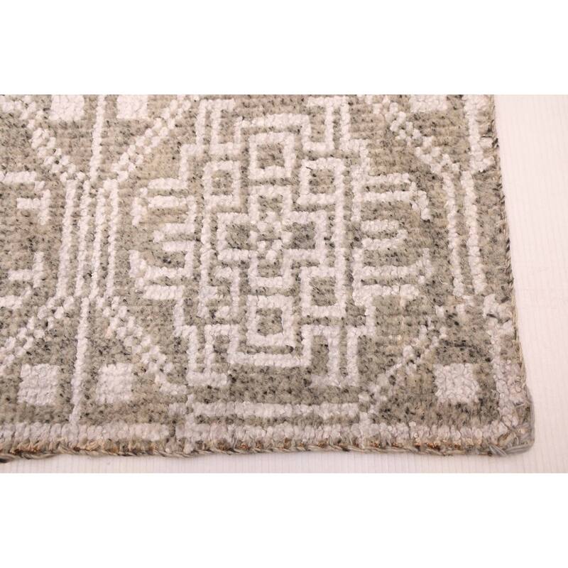 ECARPETGALLERY Hand-knotted Tangier Grey Silk, Wool Rug - 5'4 x 7'8