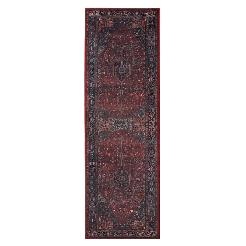 Superior Cardinal Vintage Machine Washable Indoor Area Rug or Runner