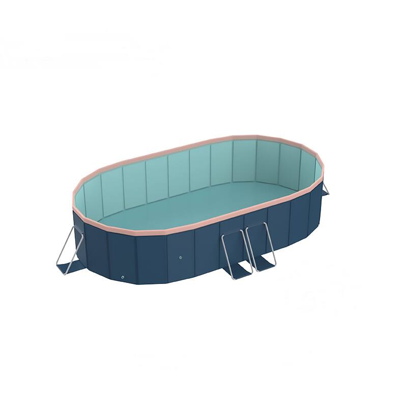 2.8m oval free inflatable garden PVC swimming pool dark blue - Blue-gray