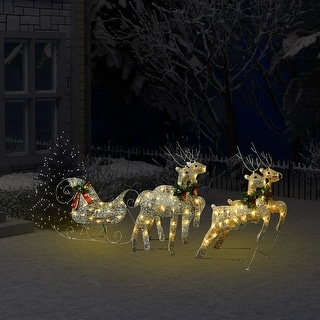 vidaXL Reindeer & Sleigh Christmas Decoration 100 LEDs Outdoor Gold - 26" x 4.7" x 15.4"