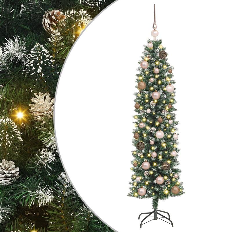 vidaXL Christmas Tree Party Decoration Artificial Slim Tree with Stand PVC