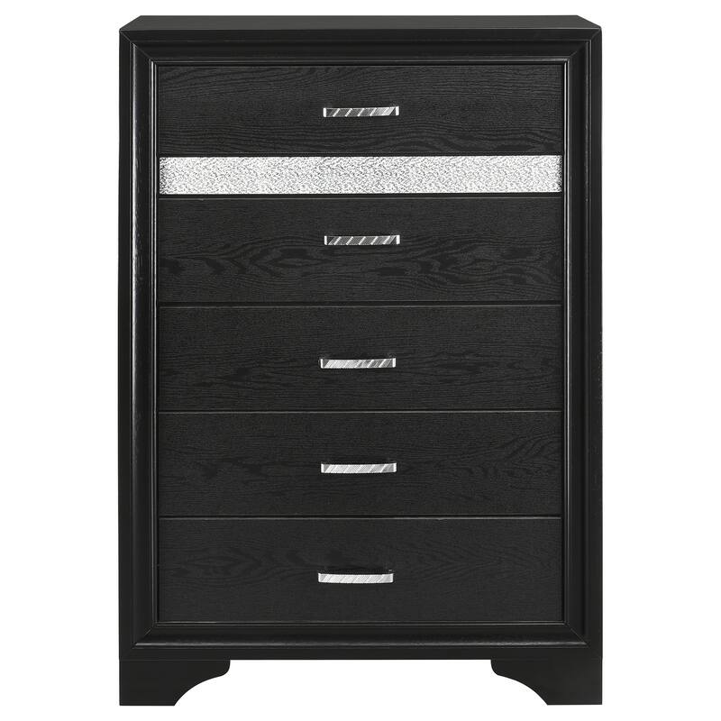 Miranda 4-Piece Storage Bedroom Set with Glittering Stripes
