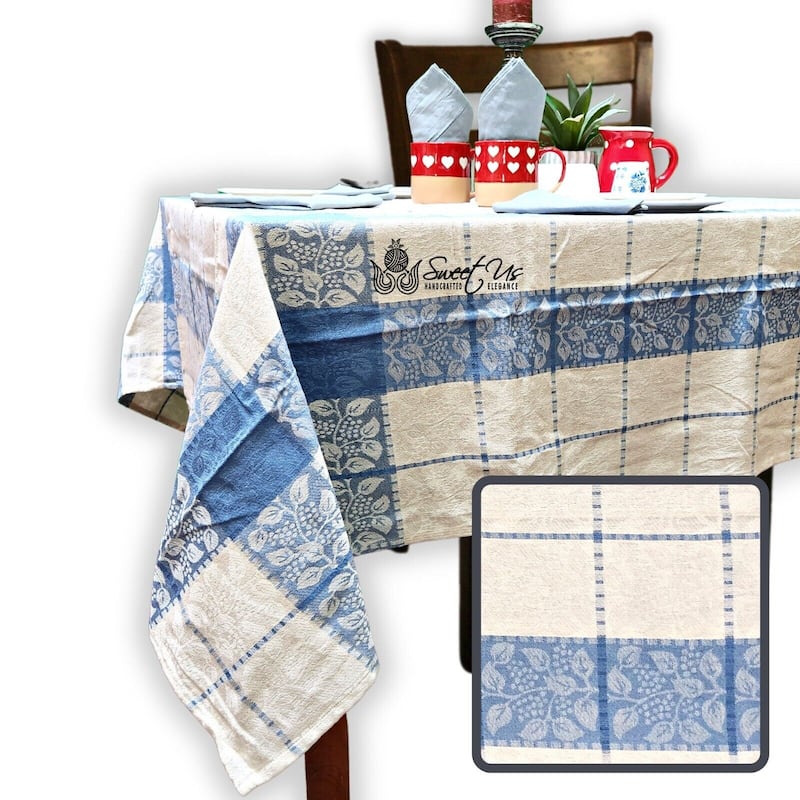 Luxurious Floral Jacquard Cotton Tablecloth Collection - 60 x 60 in