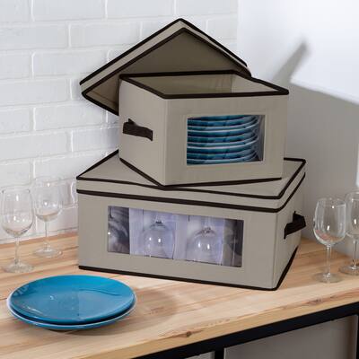 Honey-Can-Do Grey 2-Pack Closet Storage Box with Lid - 18.5 '' x 14 '' x 8.5 ''