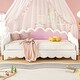 preview thumbnail 16 of 25, Modern Upholstered Princess Daybed wCrown Headboard & LED Lights, Twin to Size Extending Daybed Sofa Bed, Guest Bed