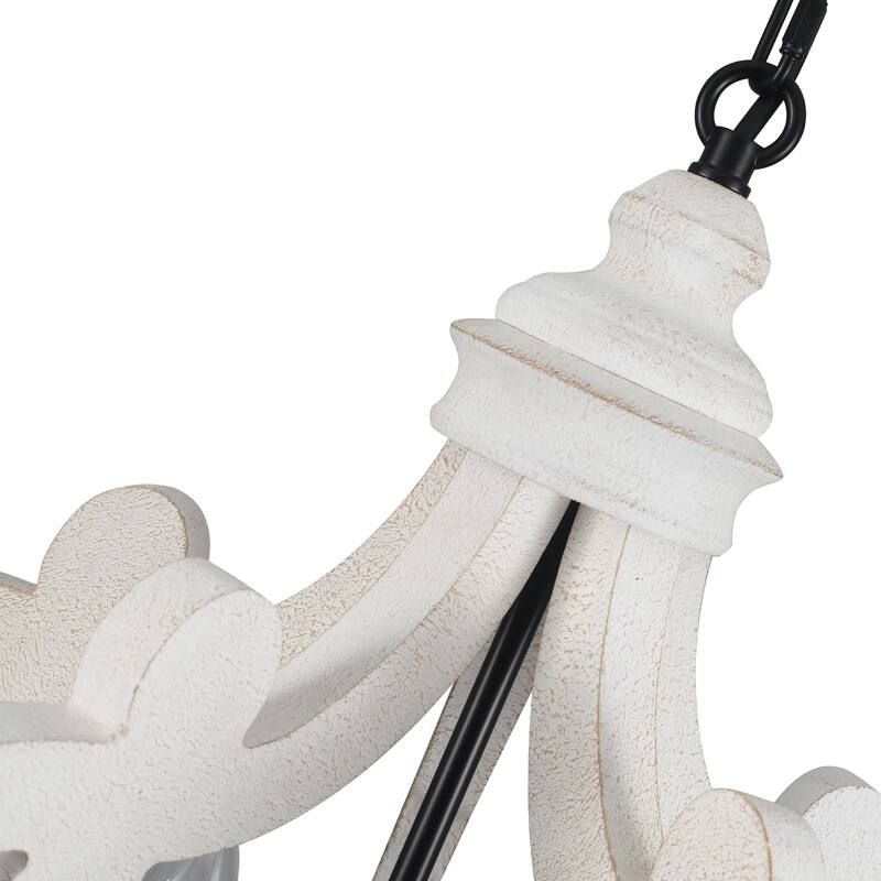 5-Light Country Wood Chandelier Light Fixture for Kitchen Island Dining Room