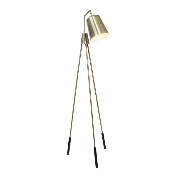 Lalia Home Industrial 1 Light Tripod Floor Lamp With Interior White Spotlight Antique Brass Overstock 31451929