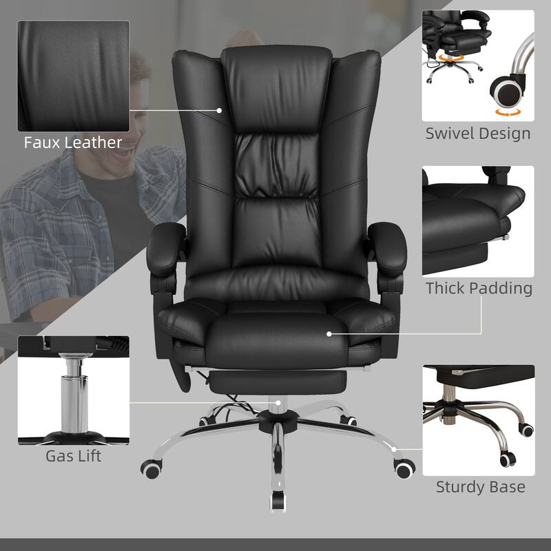 Vibration Massage Office Chair with Heat, Footrest