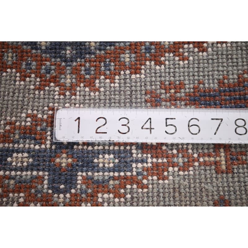 Geometric Viss Indian Runner Rug Hand-Knotted Wool Carpet - 2'6"x 9'7"