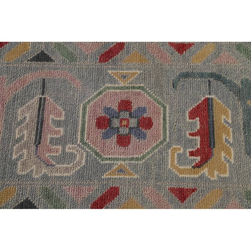 Transitional Grey Oushak Oriental Large Rug Hand-Knotted Wool Carpet - 12'1" x 14'8"