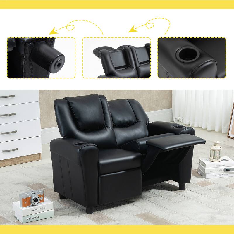 EROMMY Faux Leather Kids Recliner Chair, Adjustable PU Lounge Sofa for Reading and Napping