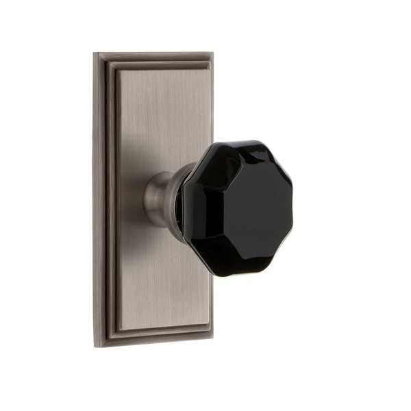 Grandeur CARLYO_DD_NA Carre Solid Brass Rose Dummy Door Knob Set with Lyon Black Crystal Knob