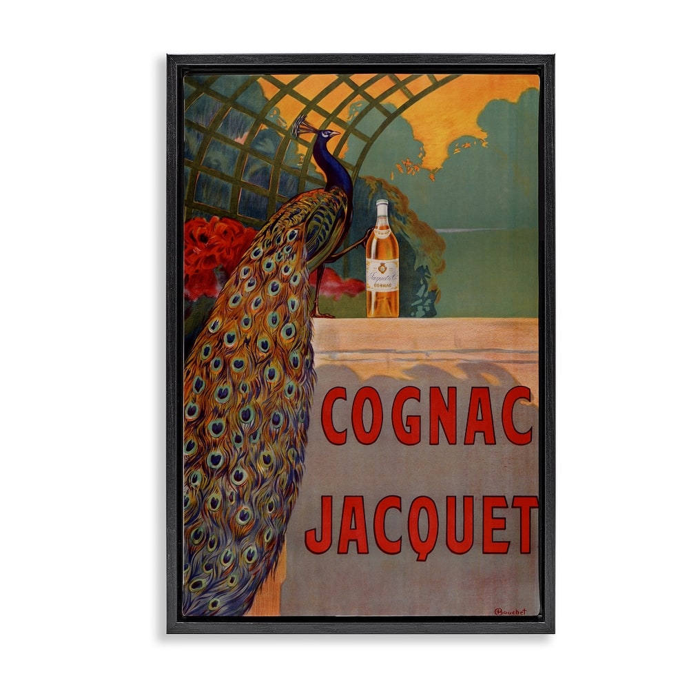 Stupell Vintage Cognac & Peacock Framed Floater Canvas Wall Art Design By Marcus Jules