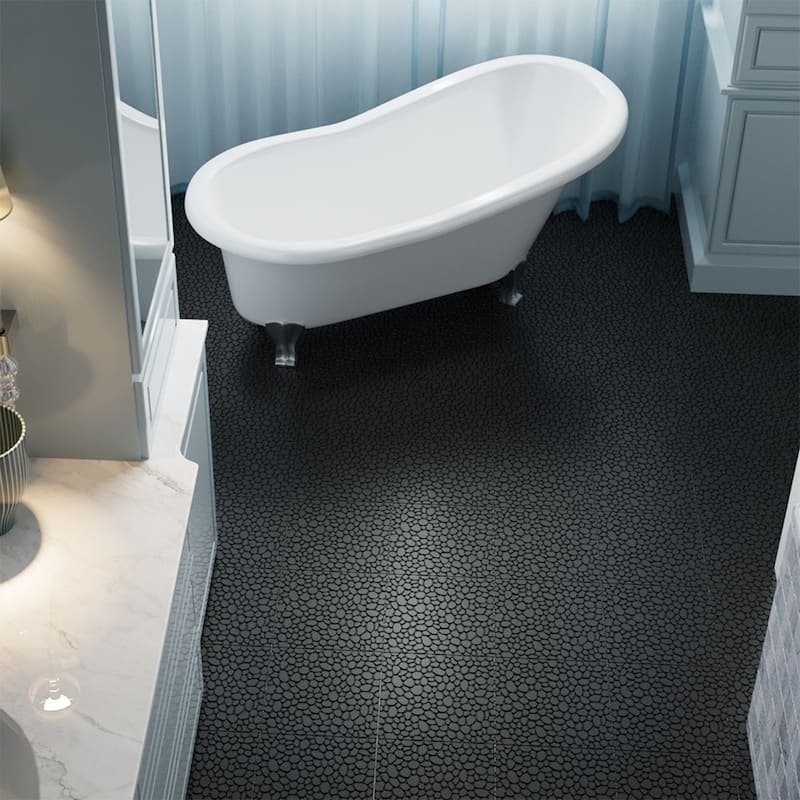 1 ft. x 1 ft. All-Weather Outdoor Plastic Composite Interlocking Deck Tiles, Waterproof, Anti-slip, Box of 12 - Black