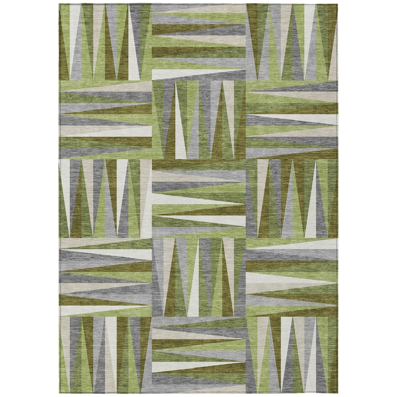 Machine Washable Indoor/ Outdoor Contemporary Mosaic Chantille Rug