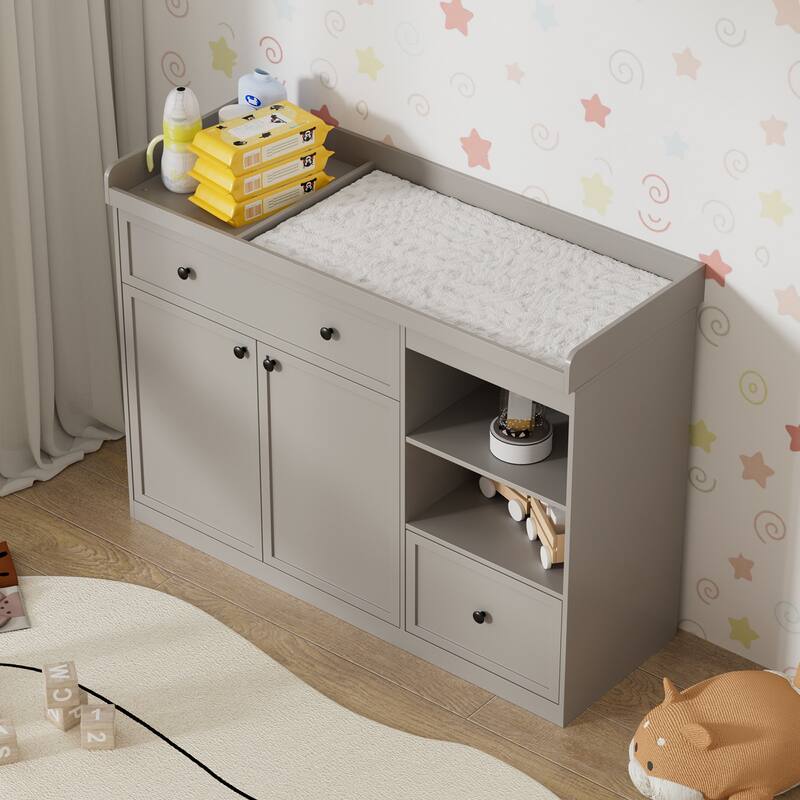 Changing Table Dresser with Drawers and Shelves
