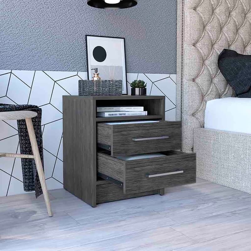 Nightstand 20"H,Bedside Table with Removable Two Drawers,Metal Handles Bedroom Furniture,Night Stand for Bedroom,Office