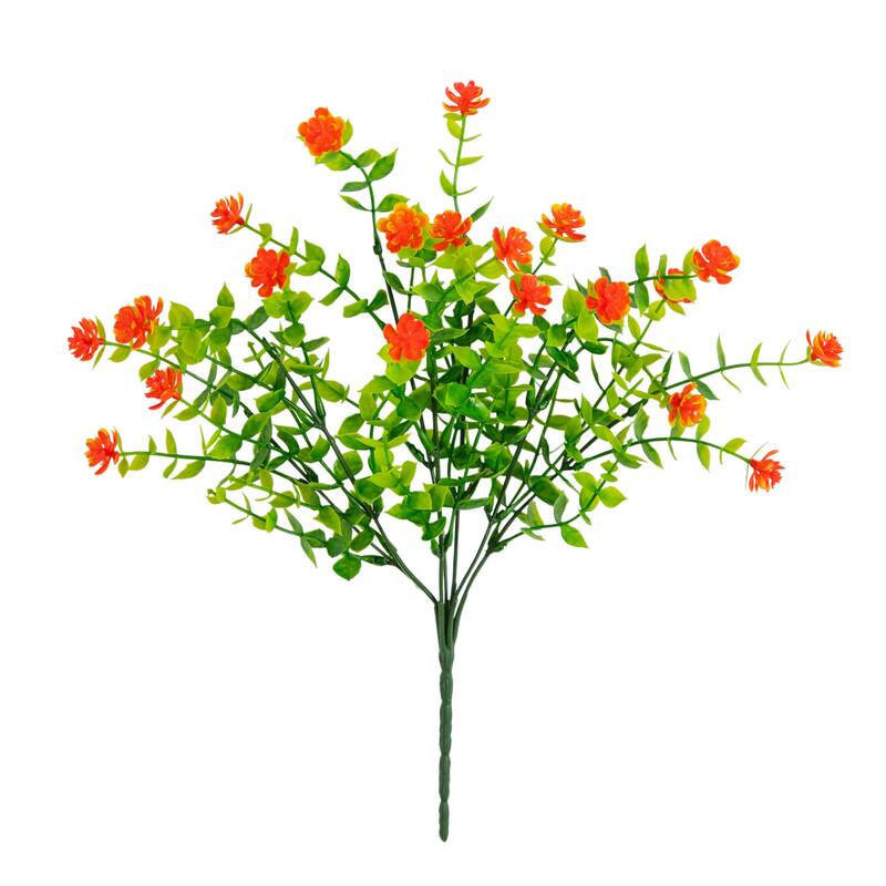 14-in UV Resistant Artificial Flowering Mini Rose Bush - Set of 12