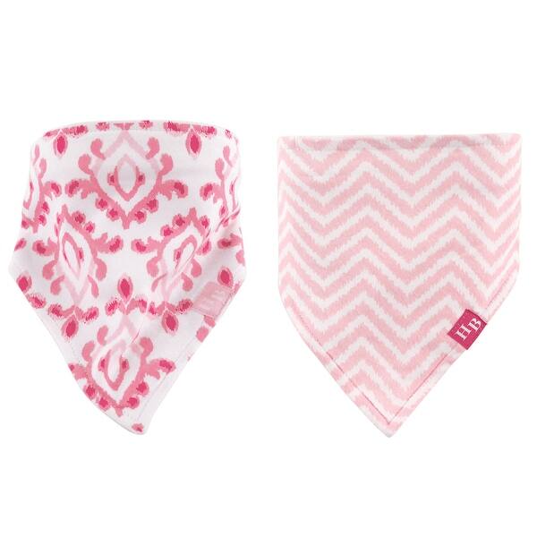 slide 1 of 1, Hudson Baby Infant Girl Cotton Bandana Bibs 2pk, Ikat, One Size - Ikat - One Size