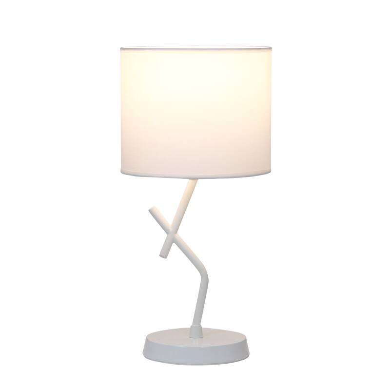 Abstract Angular Table Lamp with Drum Shade - 17" - White