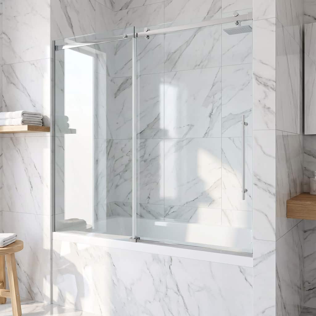 Vigo Luca 57-13/16" High X 60" Wide Sliding Frameless Tub Door with