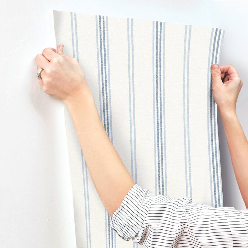 Chesapeake Lovage Blue Linen Stripe Wallpaper