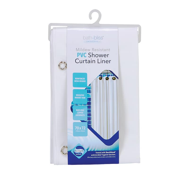 Bath Bliss Sanitized PVC Shower Liner in White