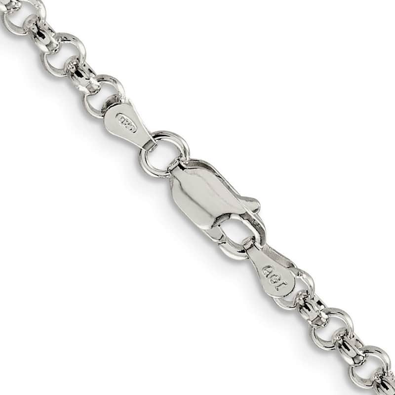 Curata 925 Sterling Silver 4mm Rolo Chain Necklace