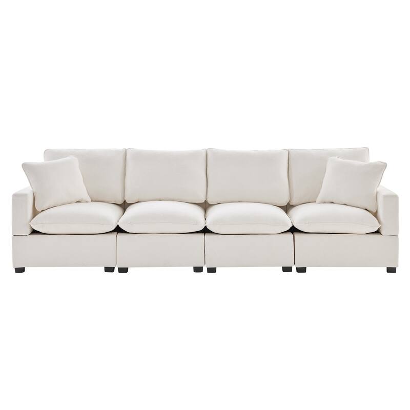 110" Chenille Modular Sectional Sofa, 4-Seater