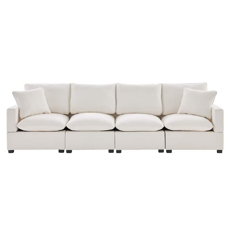110" Chenille Modular Sectional Sofa with 2 Pillows, 4-Seater, 330lb Capacity