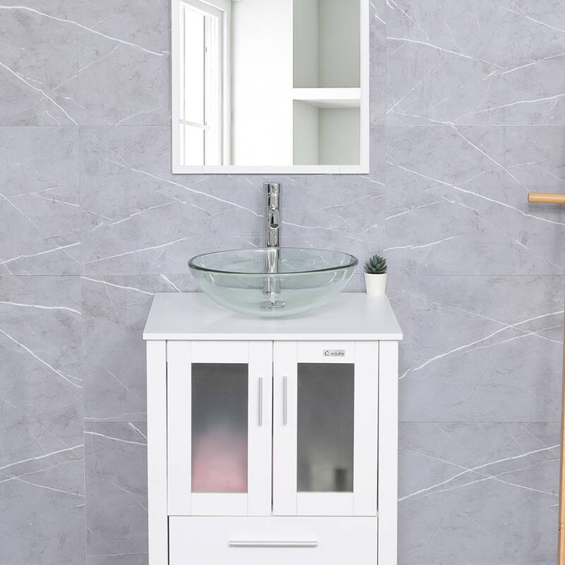 Eclife Artistic Vessel Sinks for Bathroom Vanity Tempered Glass Ceramic Basin