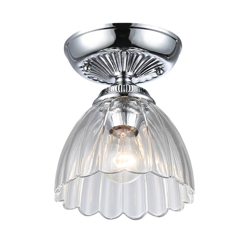 Golden Lighting Audra 1-light 7in Semi-Flush Mount in Chrome - 1-Light 7" Semi-flush