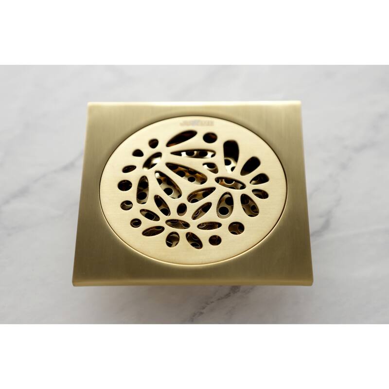 Kingston Brass Watercourse Floral 4" Square Grid Shower Drain