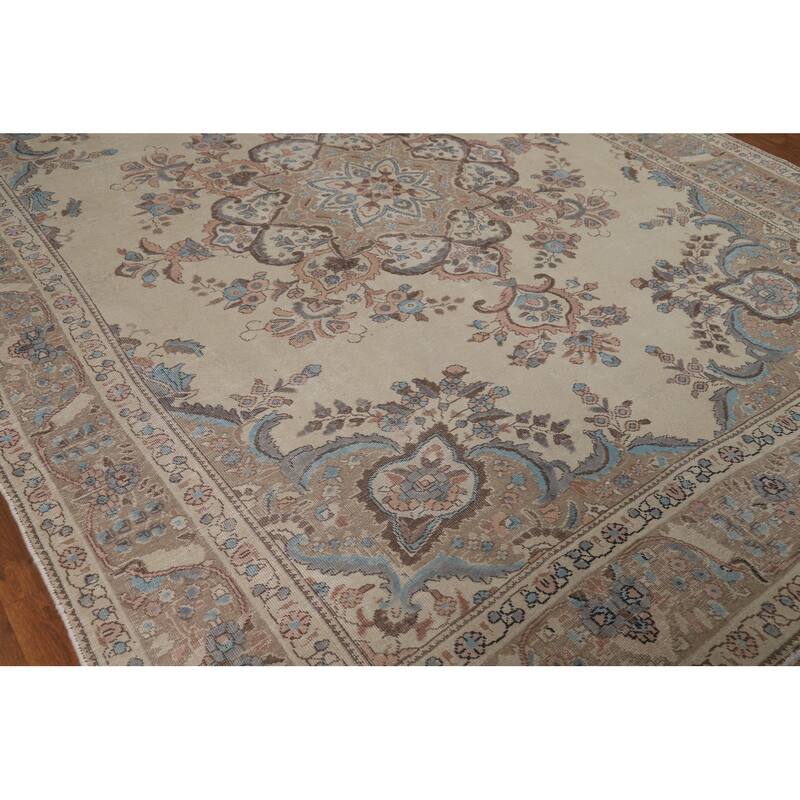 Medallion Tabriz Persian Area Rug Floral Handmade Wool Carpet - 8'0"x 11'3"