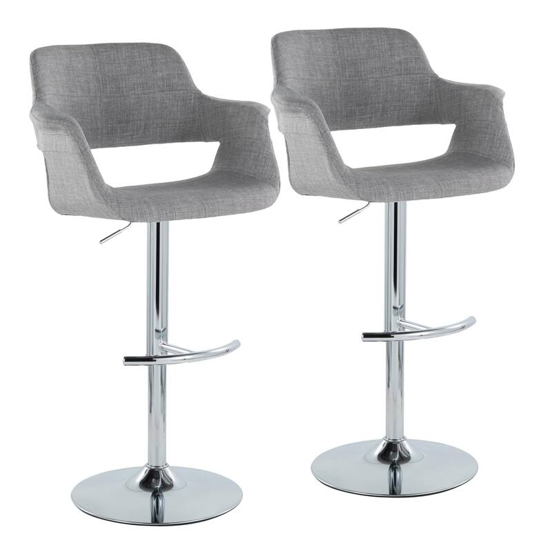 Lumisource Barstool with Swivel in Black and Charcoal, Set of 2 - 19"Lx23.5"Wx39-47.5"H