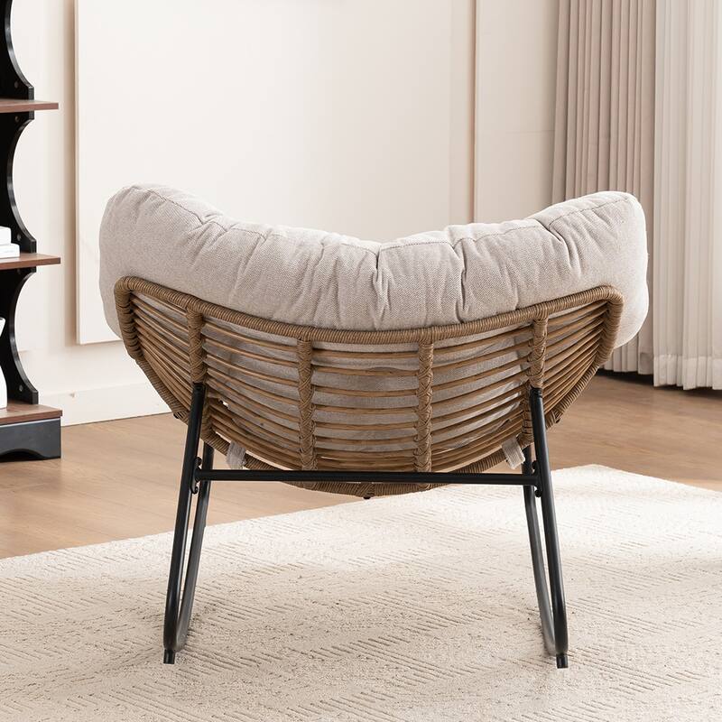 Chenille Soft Upholstered Modern Rocking Chair - Beige