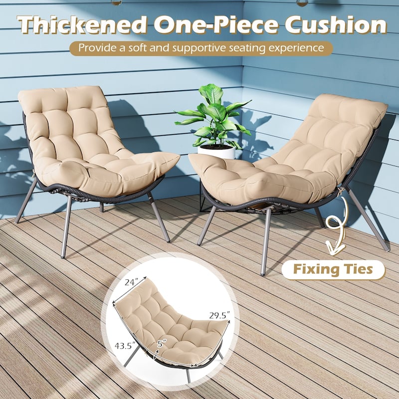 Costway 3 PCS Patio Furniture Set with Cushioned Papasan Chairs - See Details