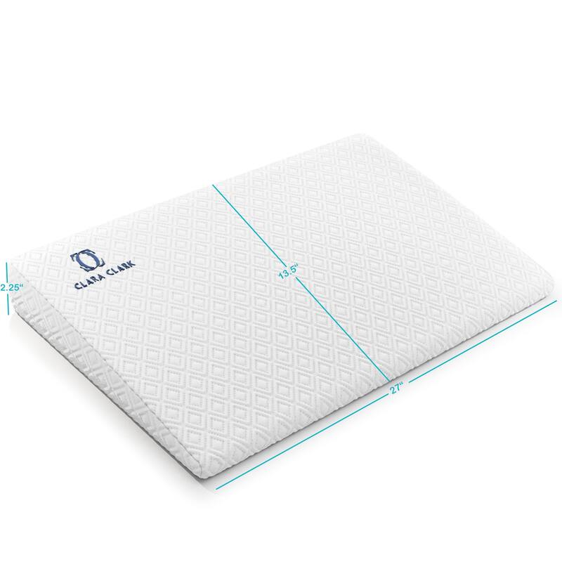 Clara Clark Small Memory Foam Wedge Pillow - Washable Cotton Cover Waterproof Pillow